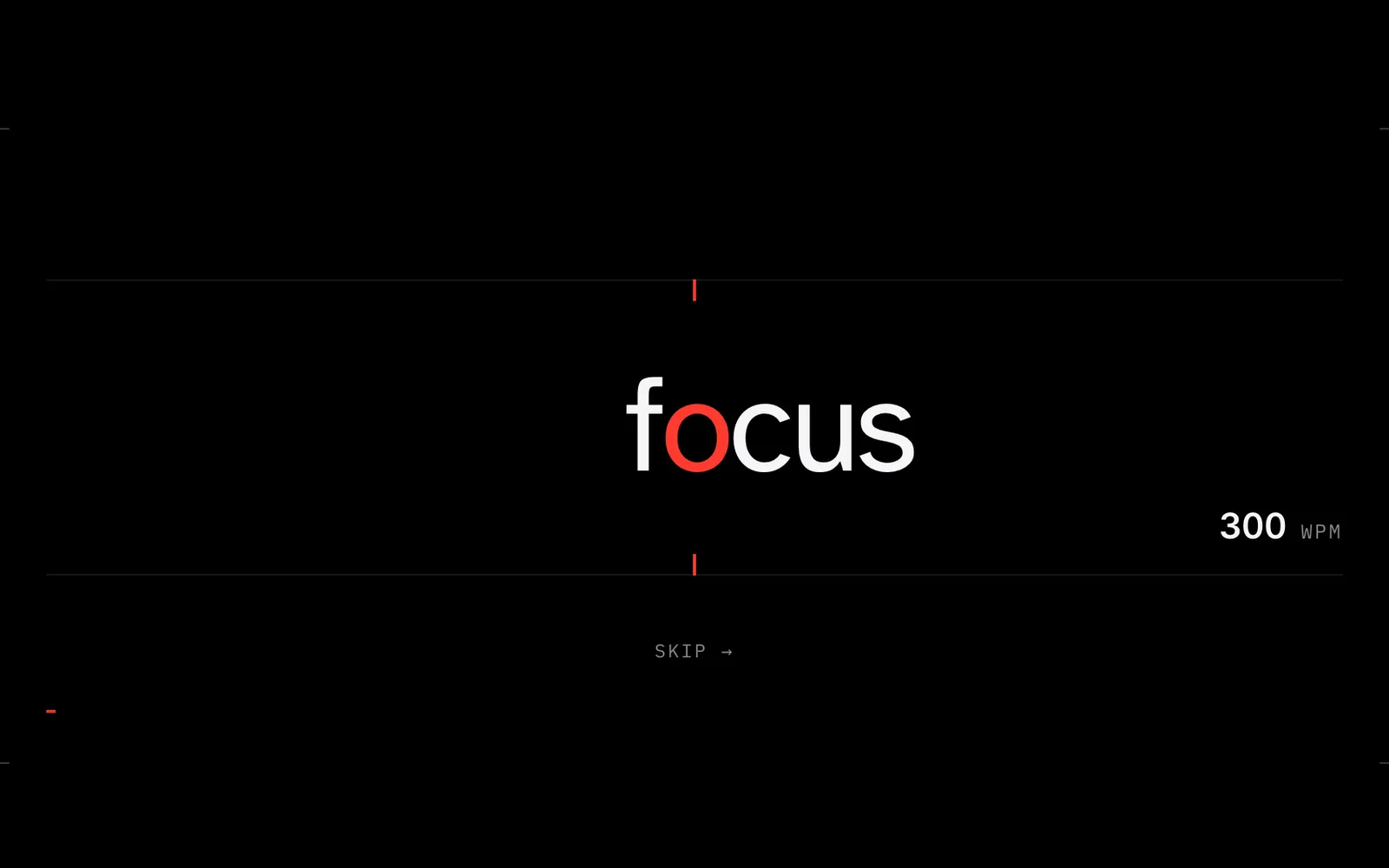 Fovea mid-word: "focus" with the anchor letter in red